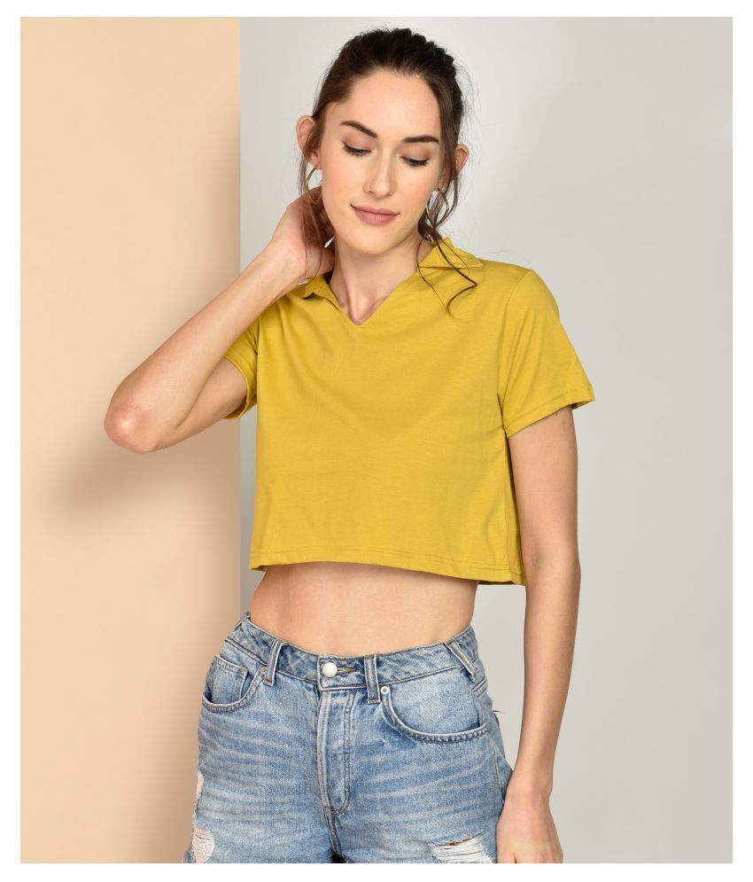     			Chimpaaanzee - Yellow Cotton Women's Crop Top ( Pack of 1 )