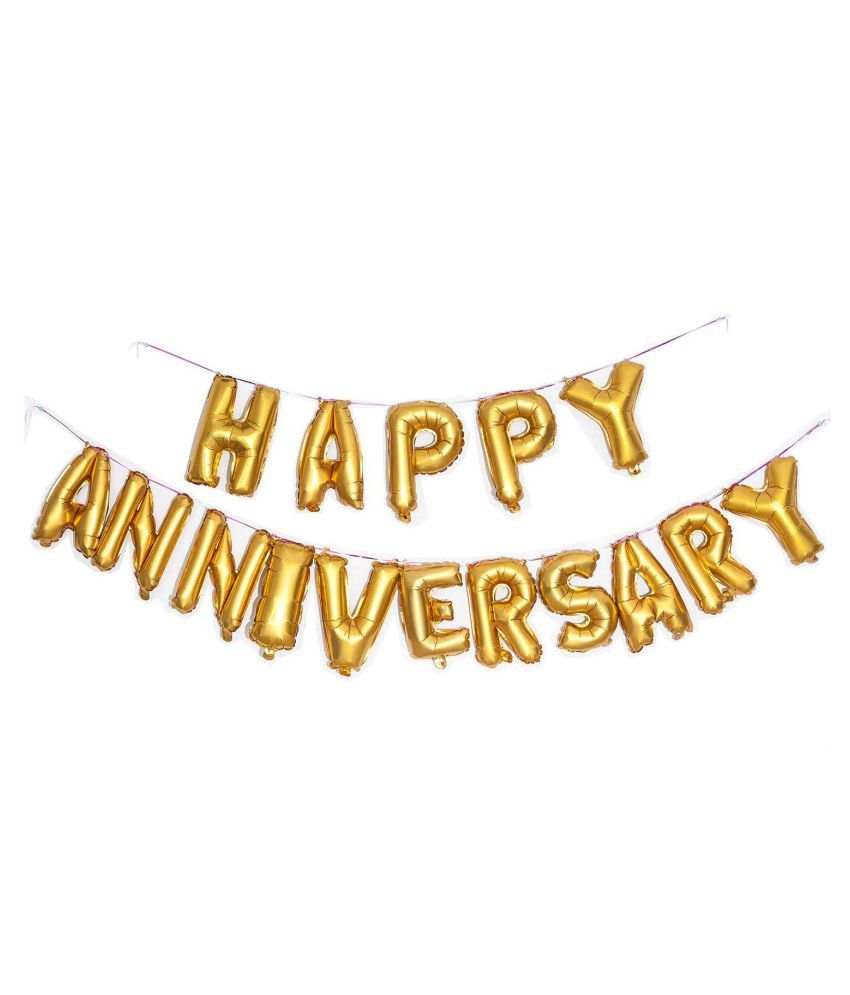 Funkart Happy Anniversary Alphabet Letter Foil Balloons- Gold - Buy ...