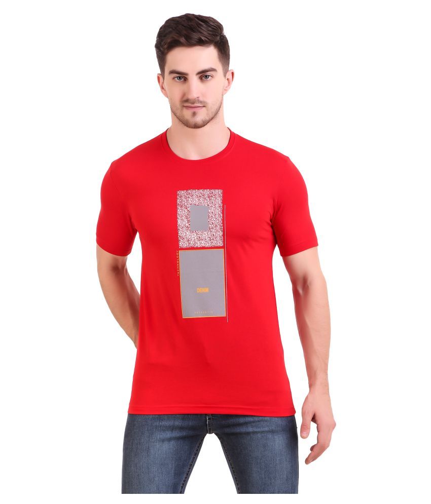     			Bravezi Pack of 1 Cotton Blend Slim Fit Men's T-Shirt ( Red )