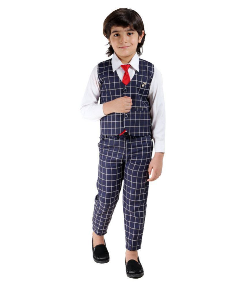    			Fourfolds Ethnic Wear 3 Piece Suit Set with Bow-Tie, Shirt, Trousers and Waistcoat for Kids and Boys_FC042