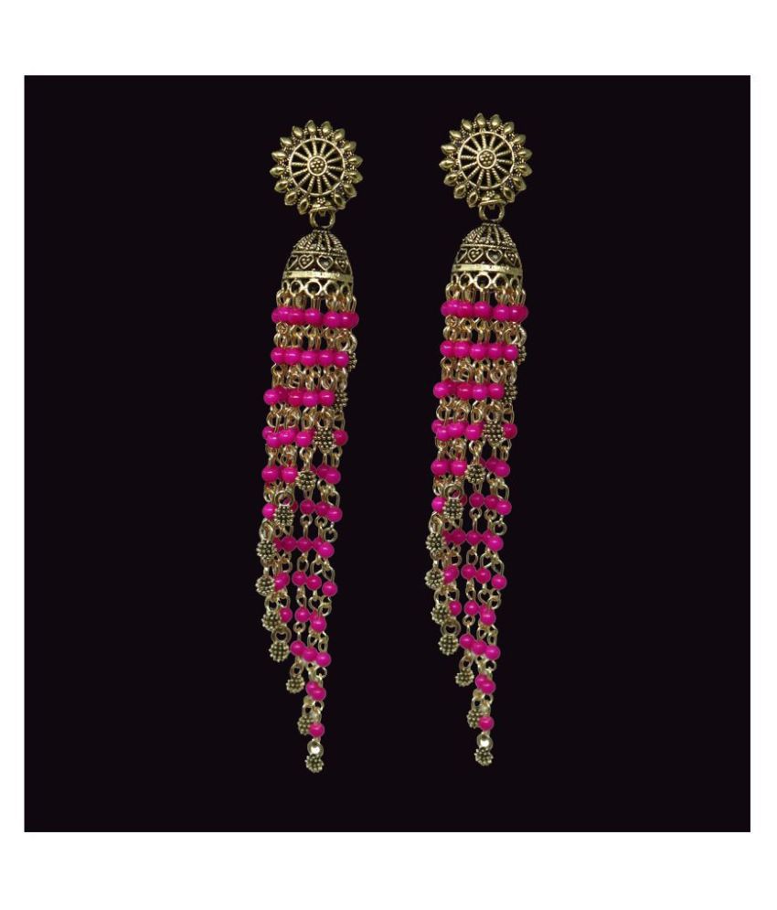 Antique Look Long Bead Jhumki Earrings for Women and Girls