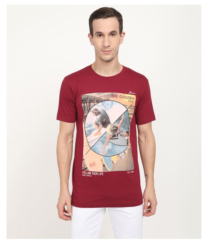 V2 Cotton Blend Maroon Solids T-Shirt - Buy V2 Cotton Blend Maroon ...