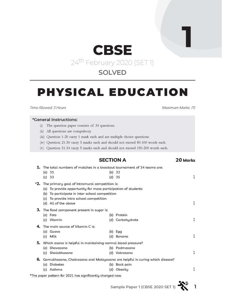 physical education class 11 sample paper with answers