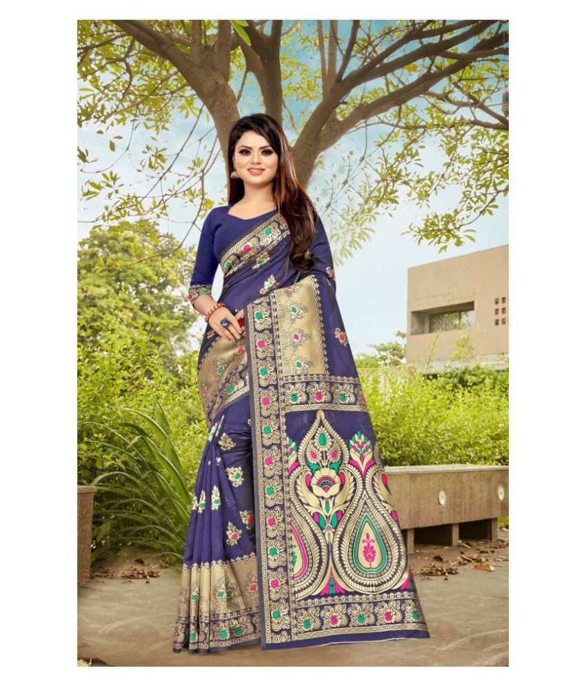Gazal Fashions - Multicolor Jacquard Saree With Blouse Piece (Pack of 1)