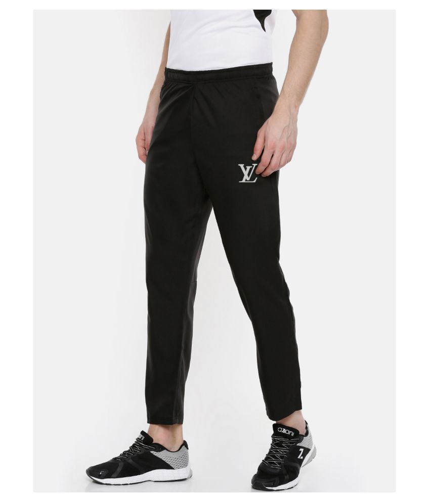 black polyester lycra trackpants