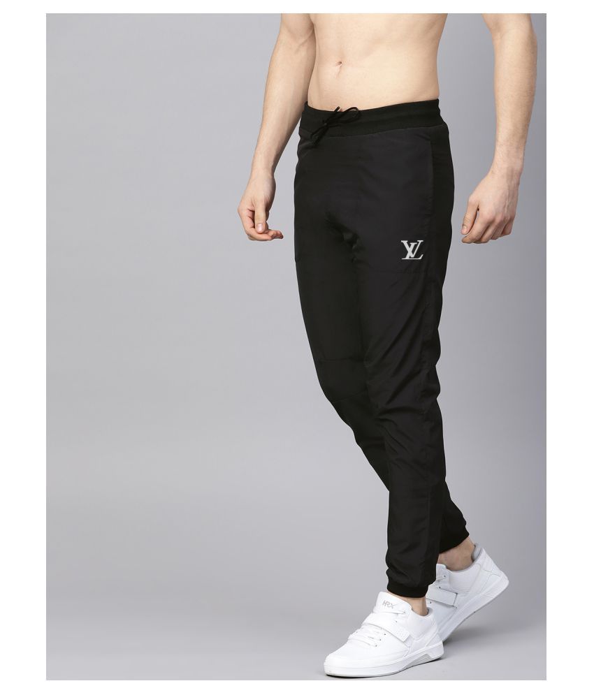 black polyester lycra trackpants