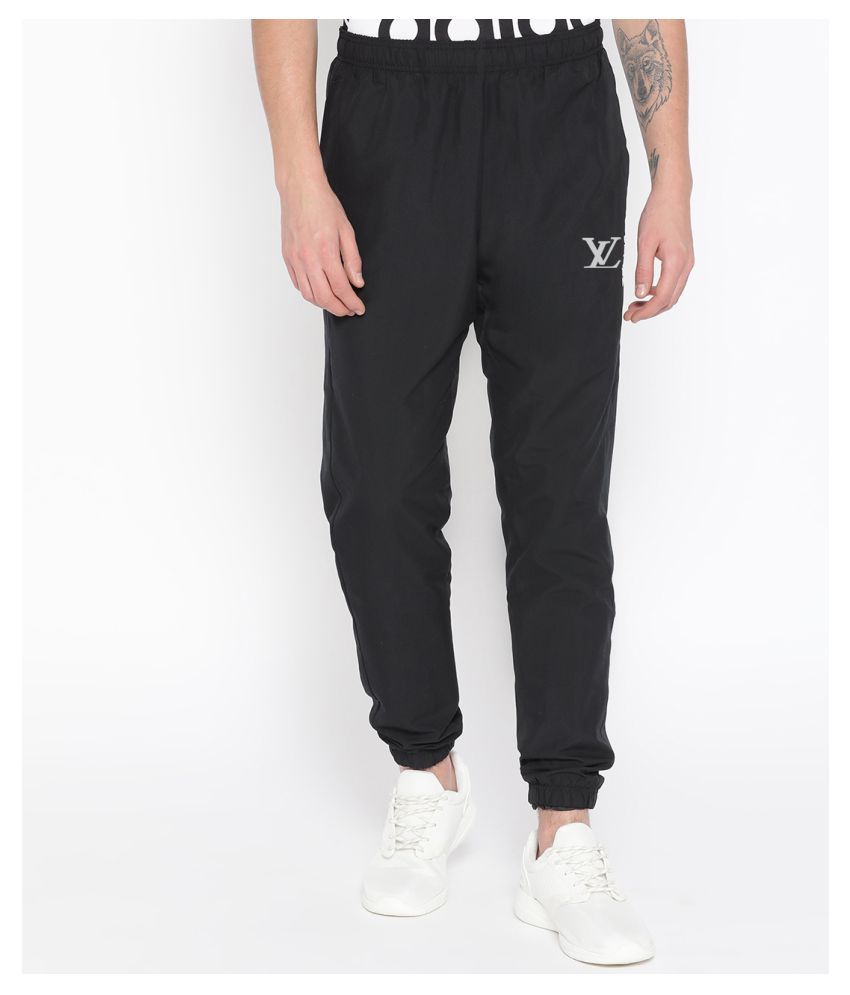 black polyester lycra trackpants