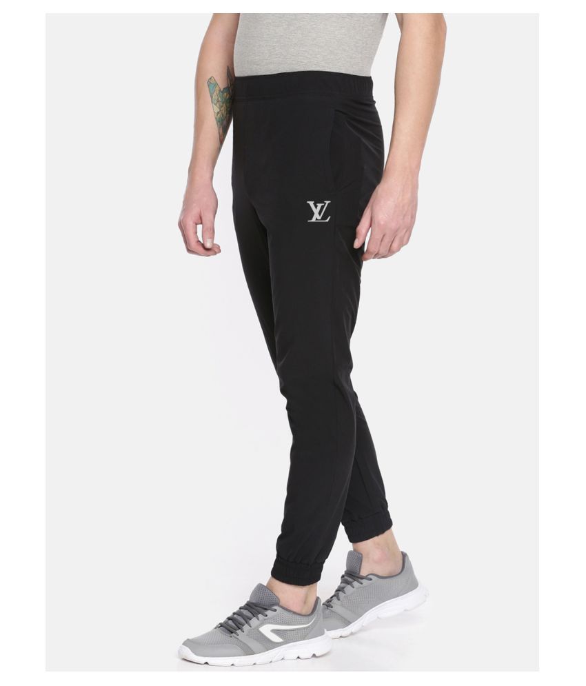 black polyester lycra trackpants