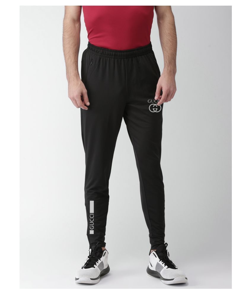 black polyester lycra trackpants