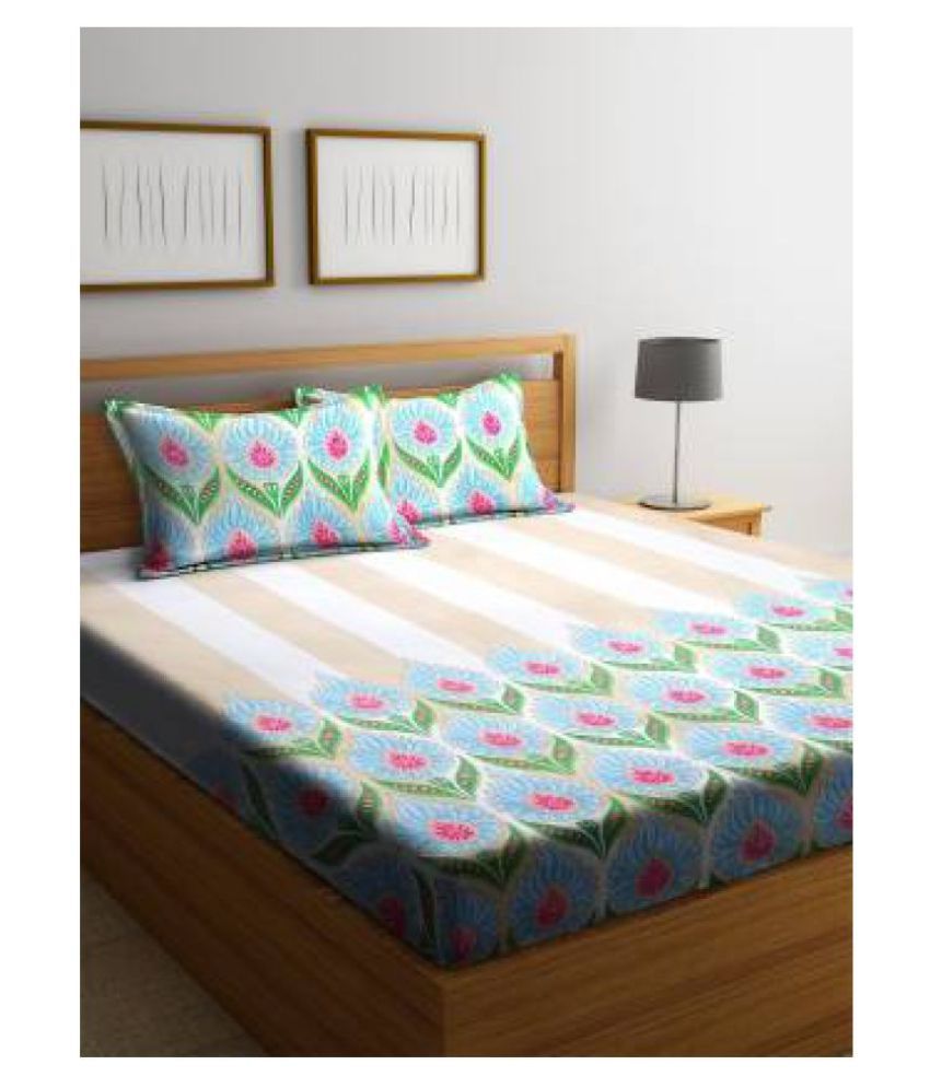 BOMBAY DYEING VISTA Polyester Double Bedsheet with 2 Pillow Covers