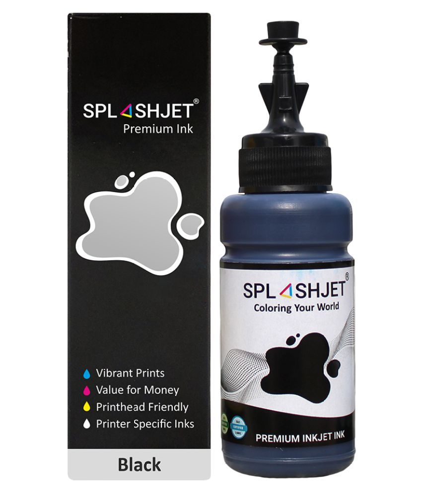 Splashjet T774 Refill Ink Black Single Ink bottle for Epson M100 / M105 / M200 / M205 / L655 Black Pigment 70gm x 1Bottle