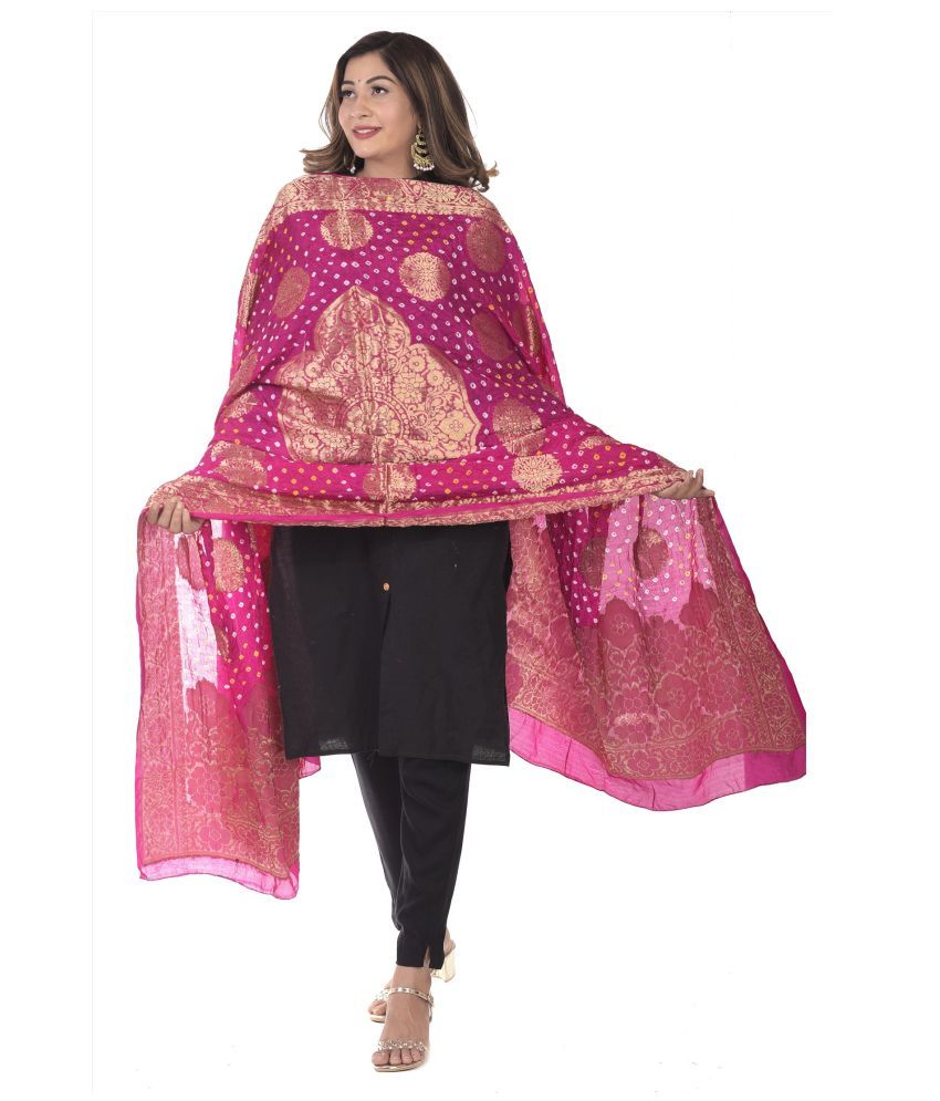     			Raj Pink Banarasi Silk Dupatta