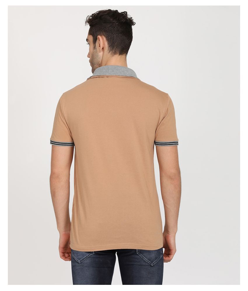 beige long sleeve polo