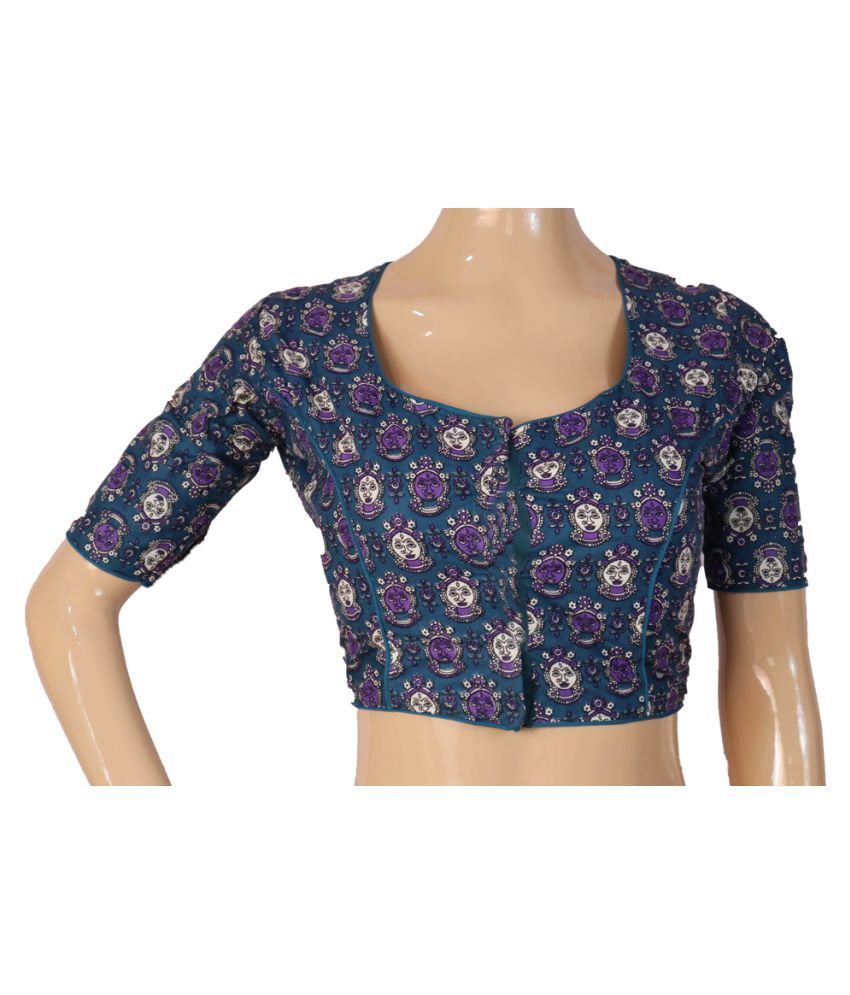 Surpriseladies Blue Cotton Readymade With Pad Blouse - Buy 