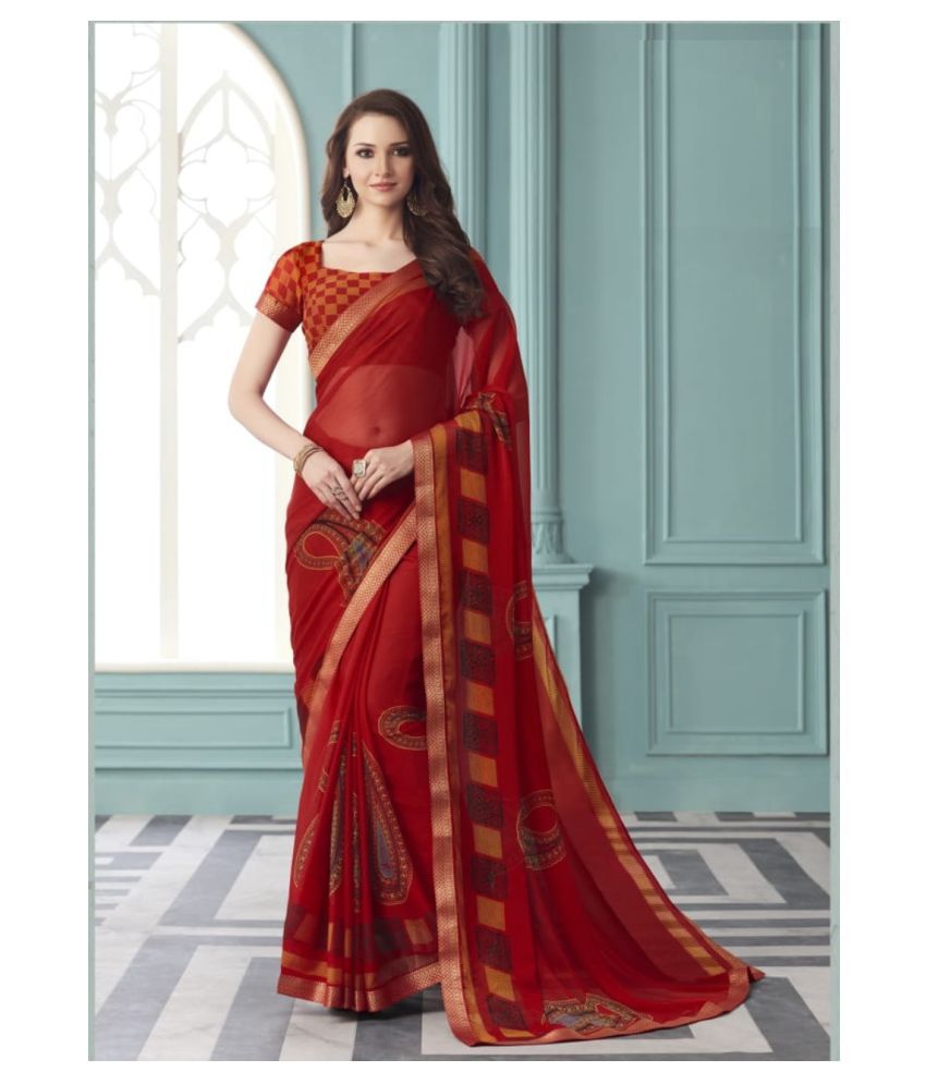 red chiffon sarees online