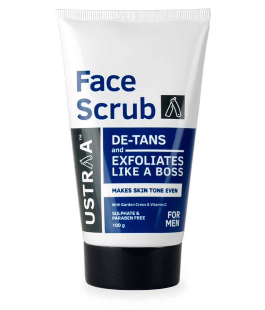 Ustraa Face Scrub -100g - De-Tan Face scrub for men, Exfoliation and tan removal with Bigger Walnut Granules, No Sulphate, No Paraben, Made in India