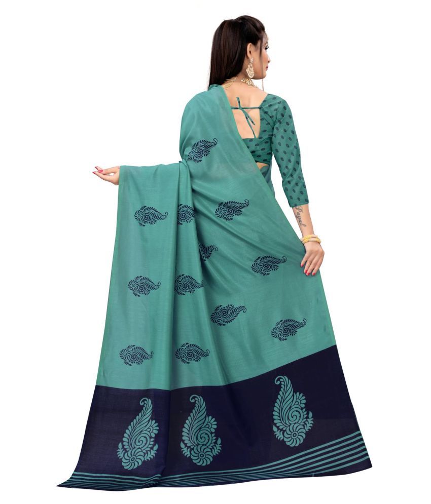 off white and green silk saree
