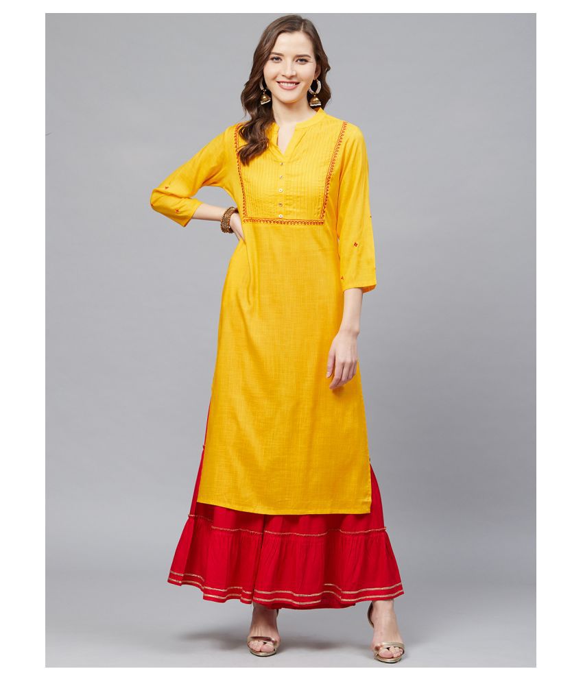     			Yash Gallery - Yellow Straight Rayon Women's Stitched Salwar Suit ( Pack of 1 )