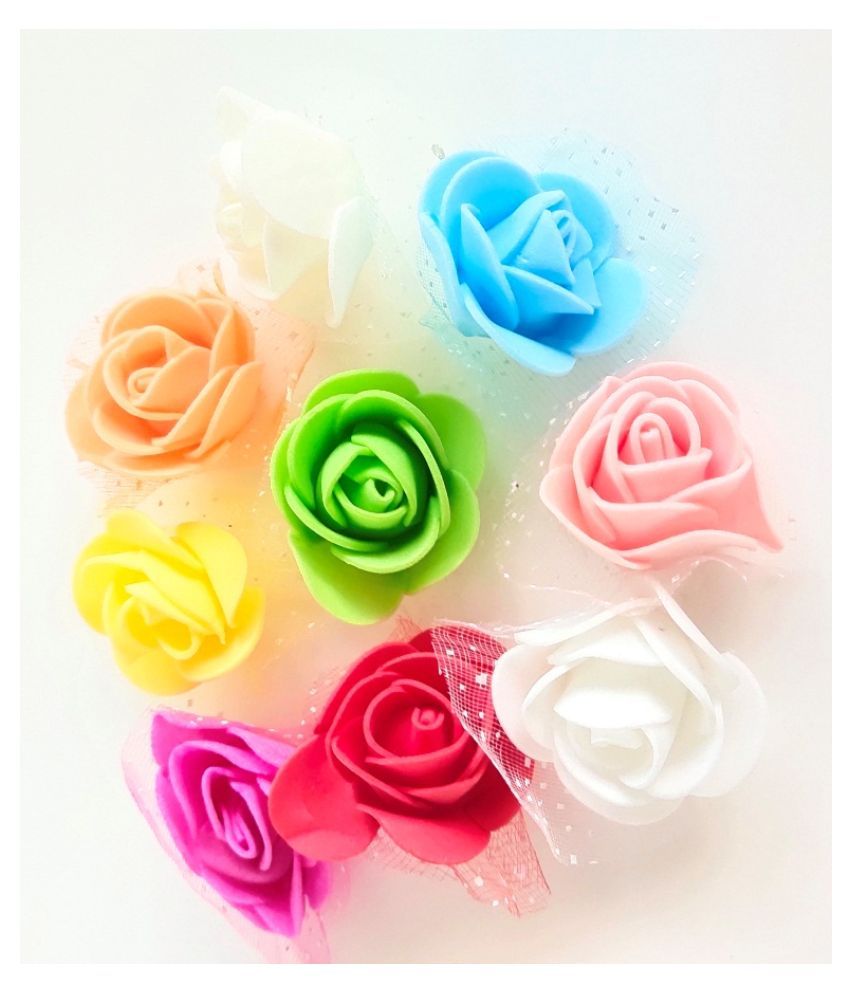 24Pcs Green Color Rose Foam Artificial Flower For Craft & Party
