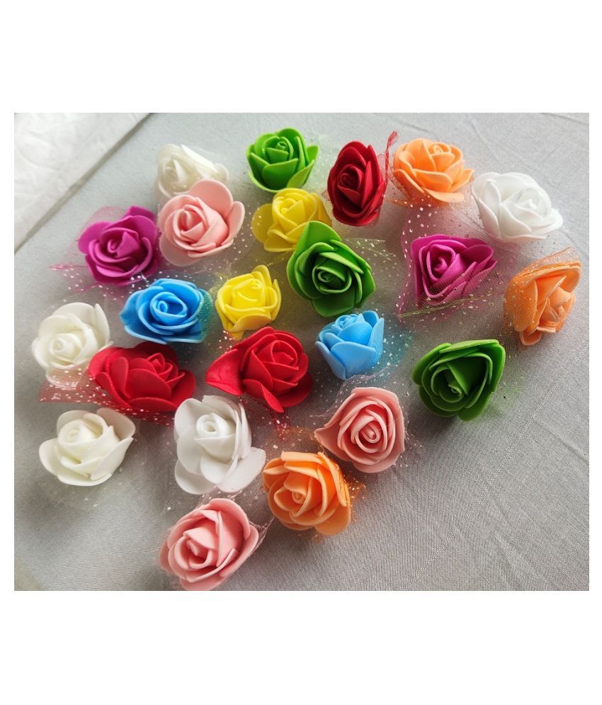 48Pcs Green Color Rose Foam Artificial Flower For Craft & Party