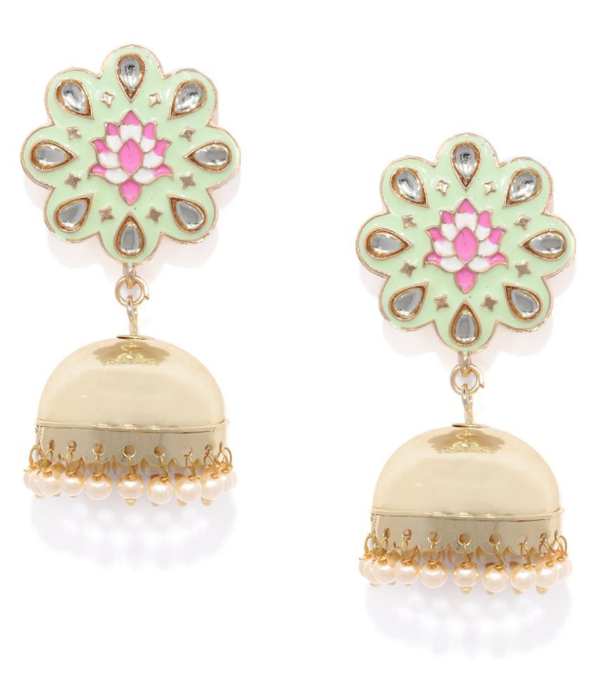     			Asmitta Wedding wear Meenakari Kundan Pearl Studded  Jhumka/Jhumki Earrings for Women and Girls