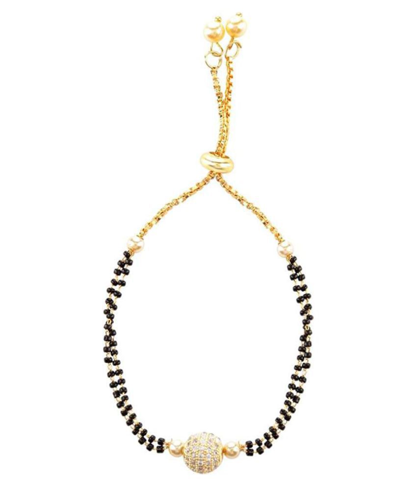     			Digital Dress Room Short Mangalsutra Designs Gold Plated Latest Jewellery Alloy Diamond Gold-Plated Hand mangalsutra Bracelet for Women/Girl