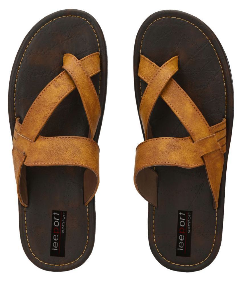     			Leeport Tan Flip Flops