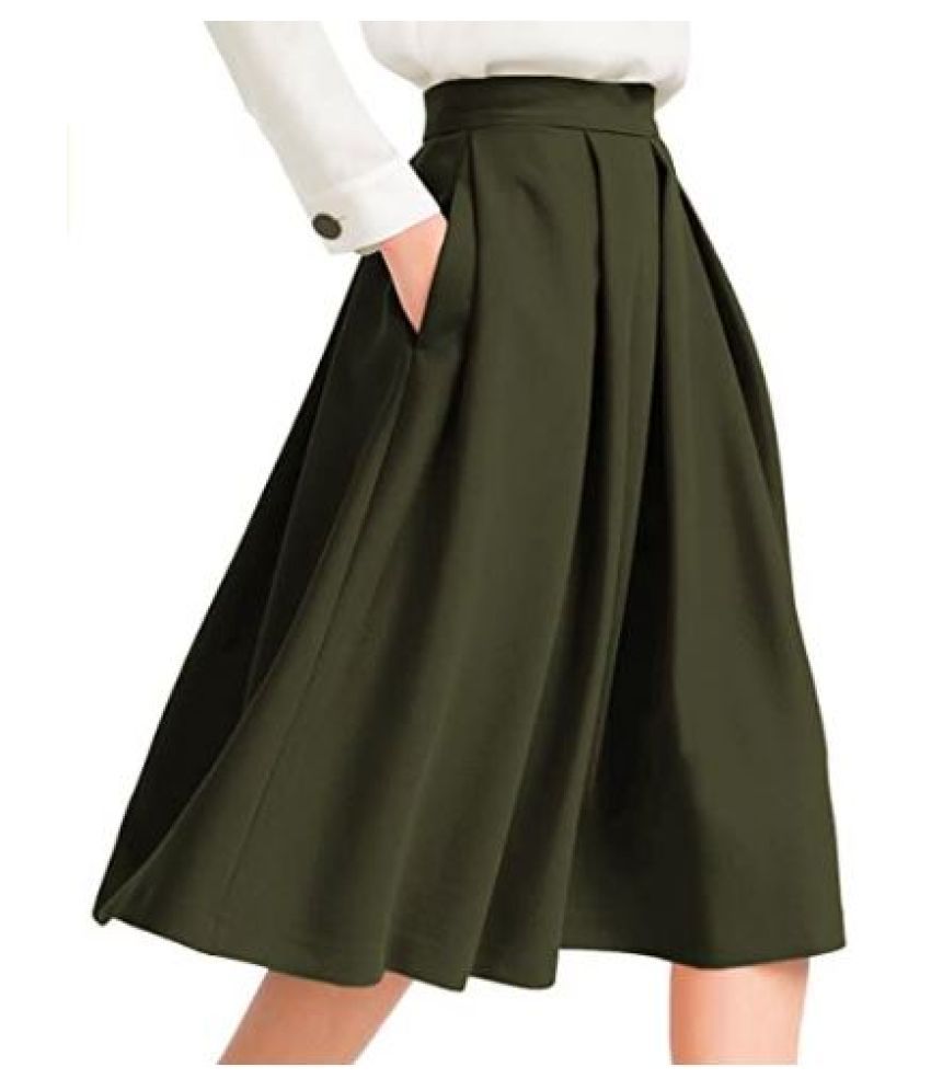 Buy Tanvi Creations Rayon Pleated Skirt Green Online at Best Prices