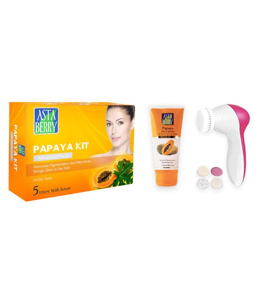Astaberry Papaya Facial kit Papaya Face Wash Face Massager Facial Kit