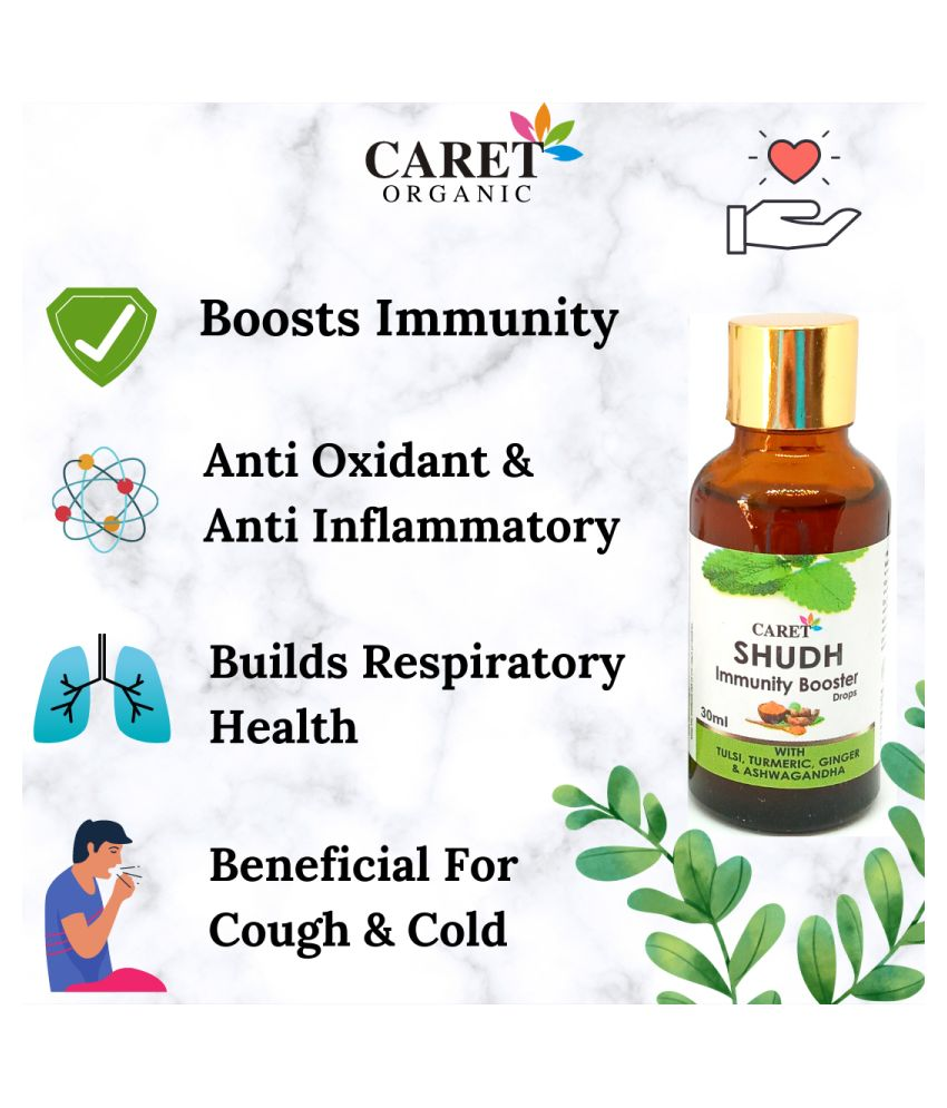 Caret Organic Tulsi Drops With Turmeric, Ginger & Liquid 30 ml Pack Of
