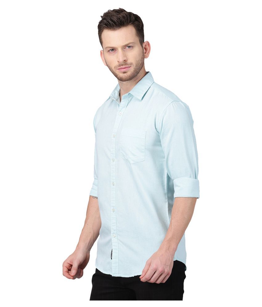 GRUDGE CLOTHING 100 Percent Cotton Blue Shirt - Buy GRUDGE CLOTHING 100 ...