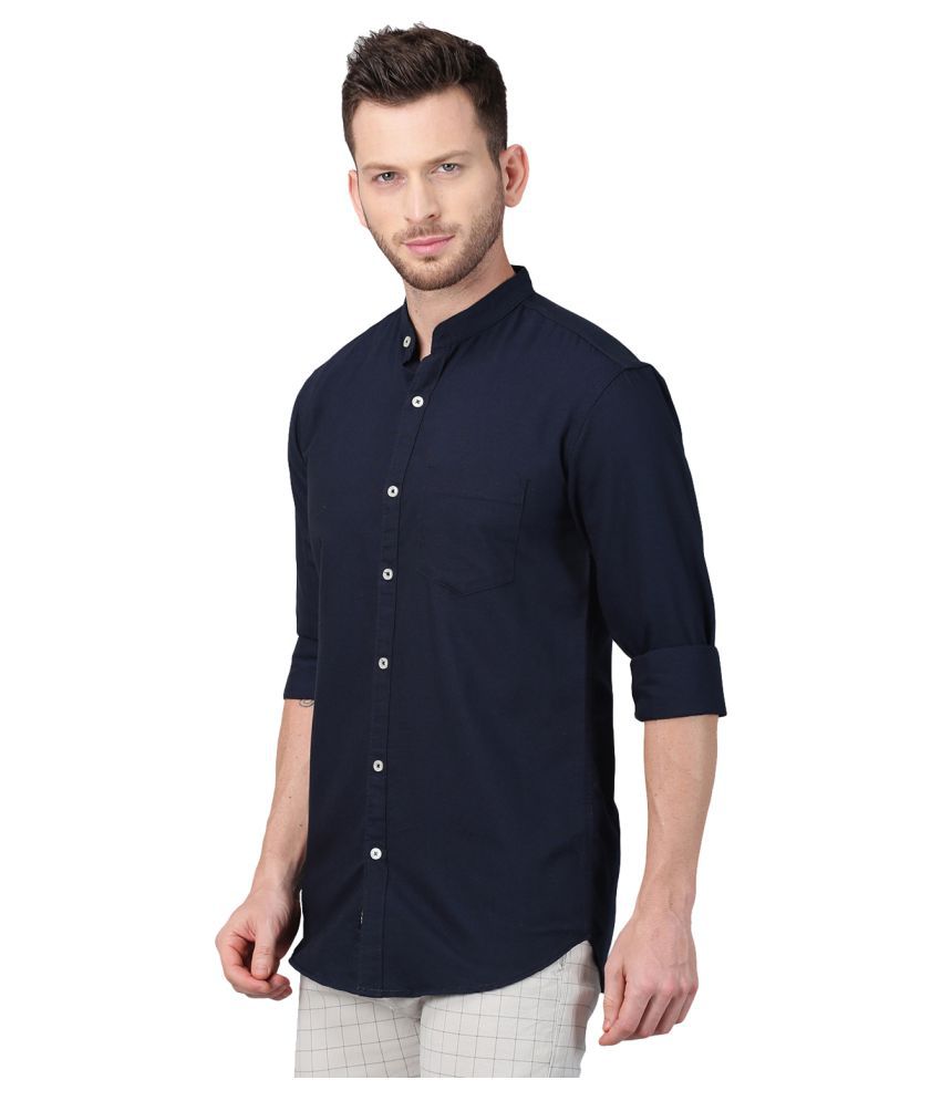 GRUDGE CLOTHING 100 Percent Cotton Navy Shirt - Buy GRUDGE CLOTHING 100 ...