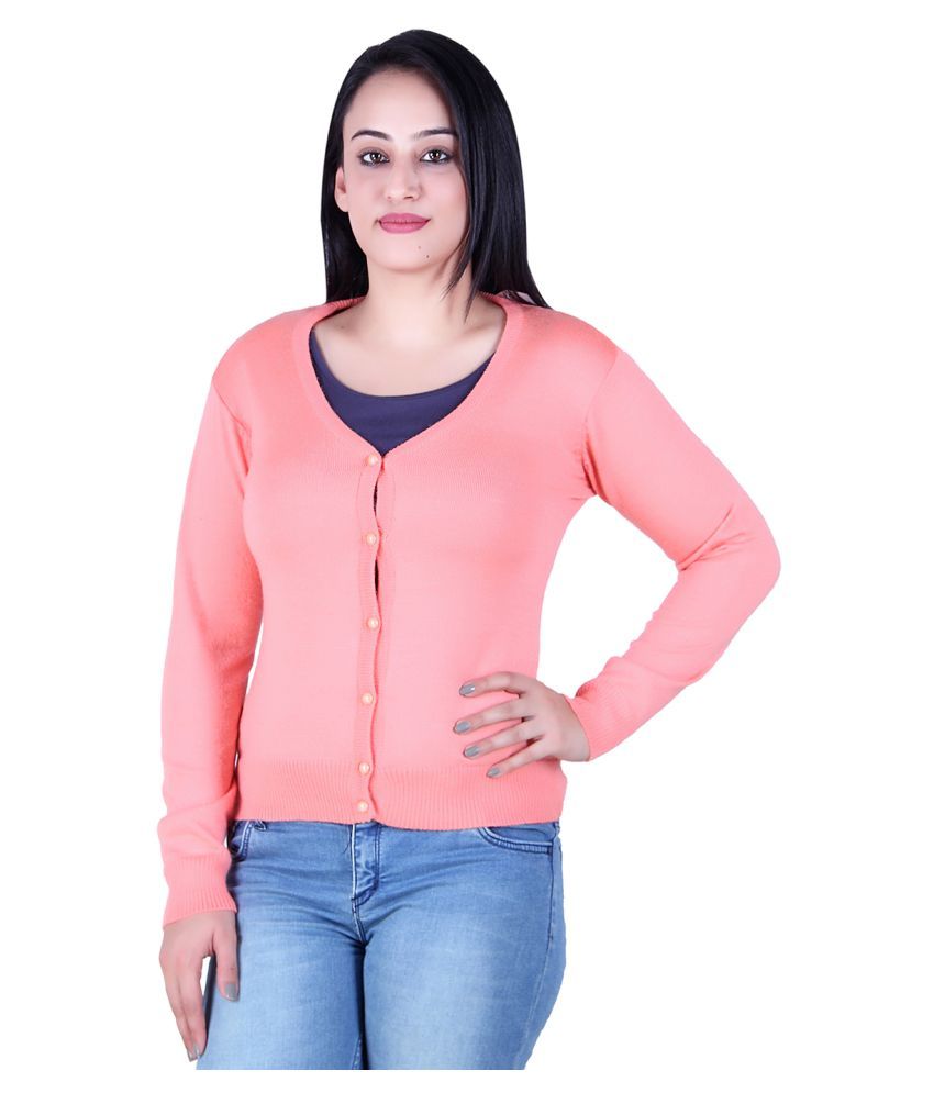     			Ogarti Acrylic Peach Cardigans Dress