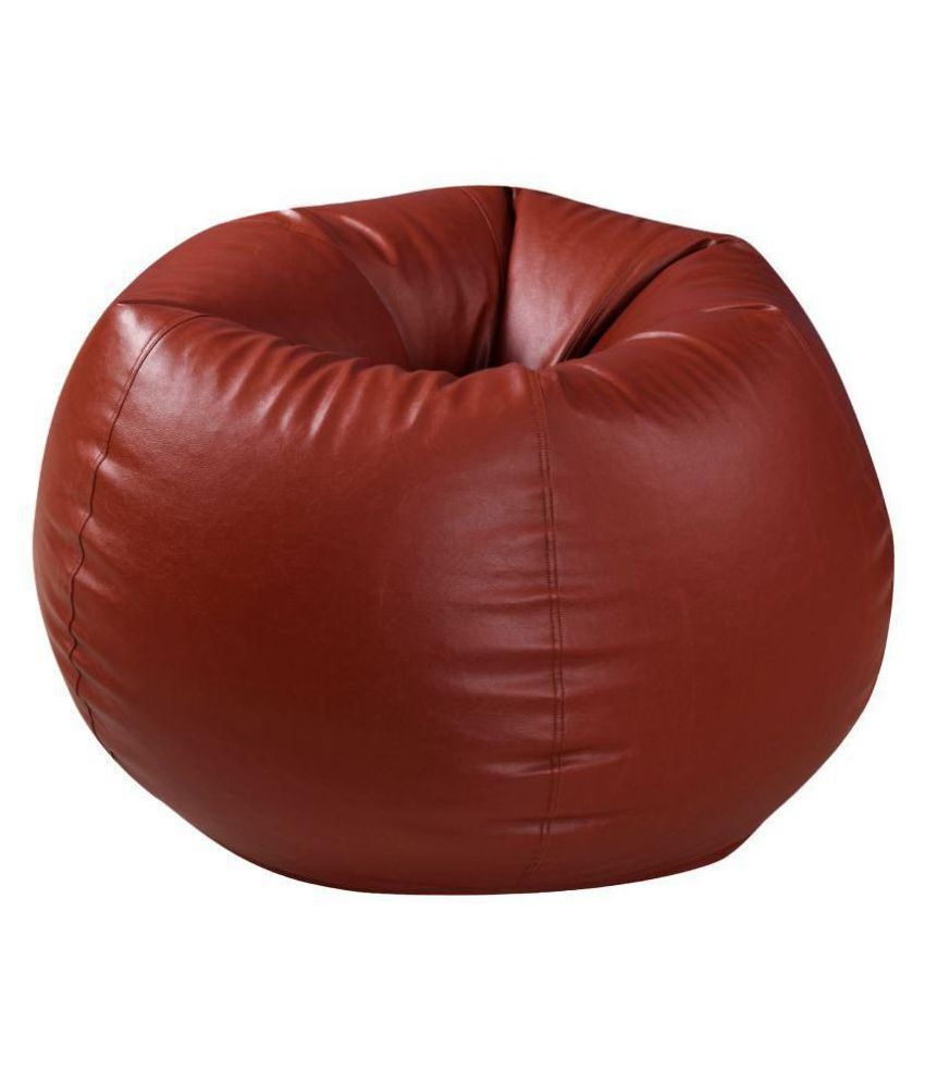 Satin cloud XXXL Bean Bag with Footrest in Brown Finish (Without Beans ...