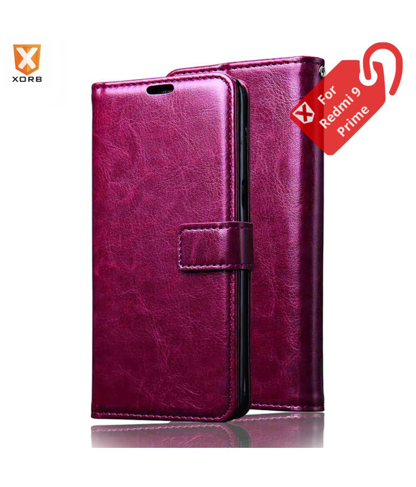 Xiaomi Redmi 9 Prime Flip Cover by XORB - Red - Flip Covers Online at