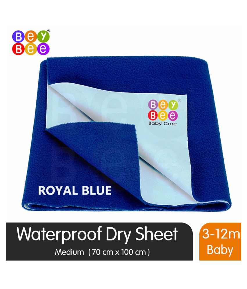BeyBee Waterproof Rubber Sheet (Medium (100cm X 70cm), Royal Blue)