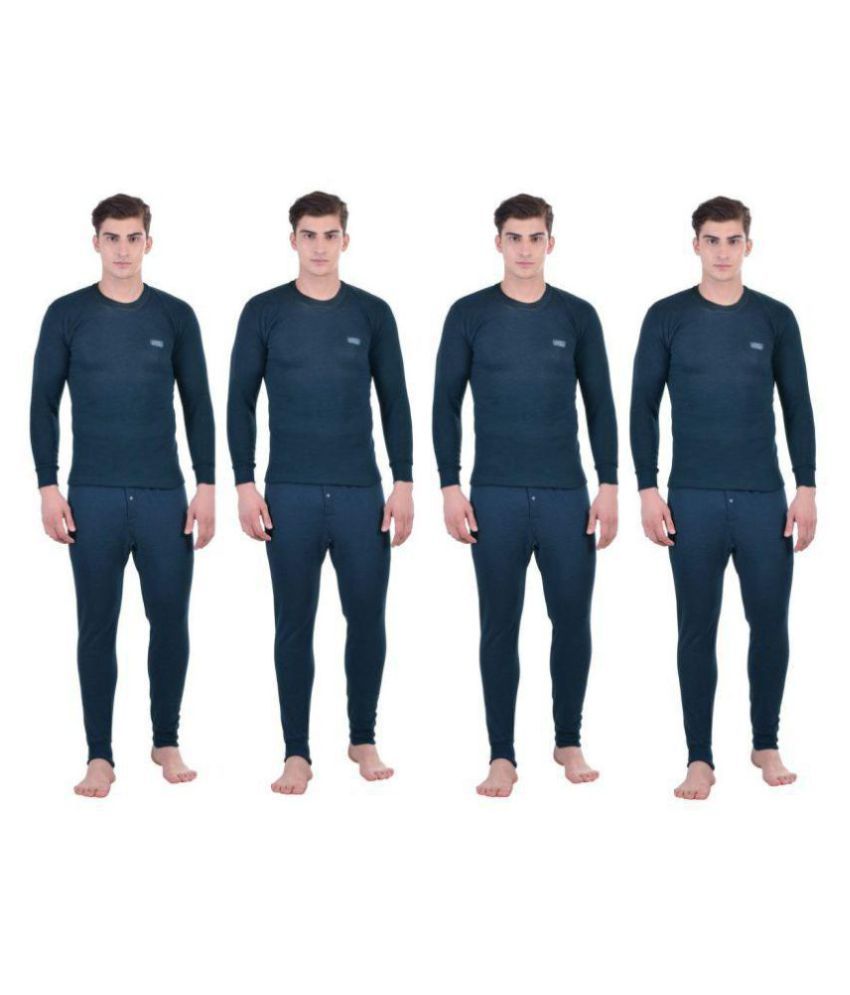 Lux Cottswool Blue Cotton Men's Thermal Sets ( Pack of 4 ) Buy Lux