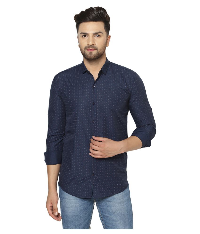 GRAND STITCH 100 Percent Cotton Blue Shirt - Buy GRAND STITCH 100 ...