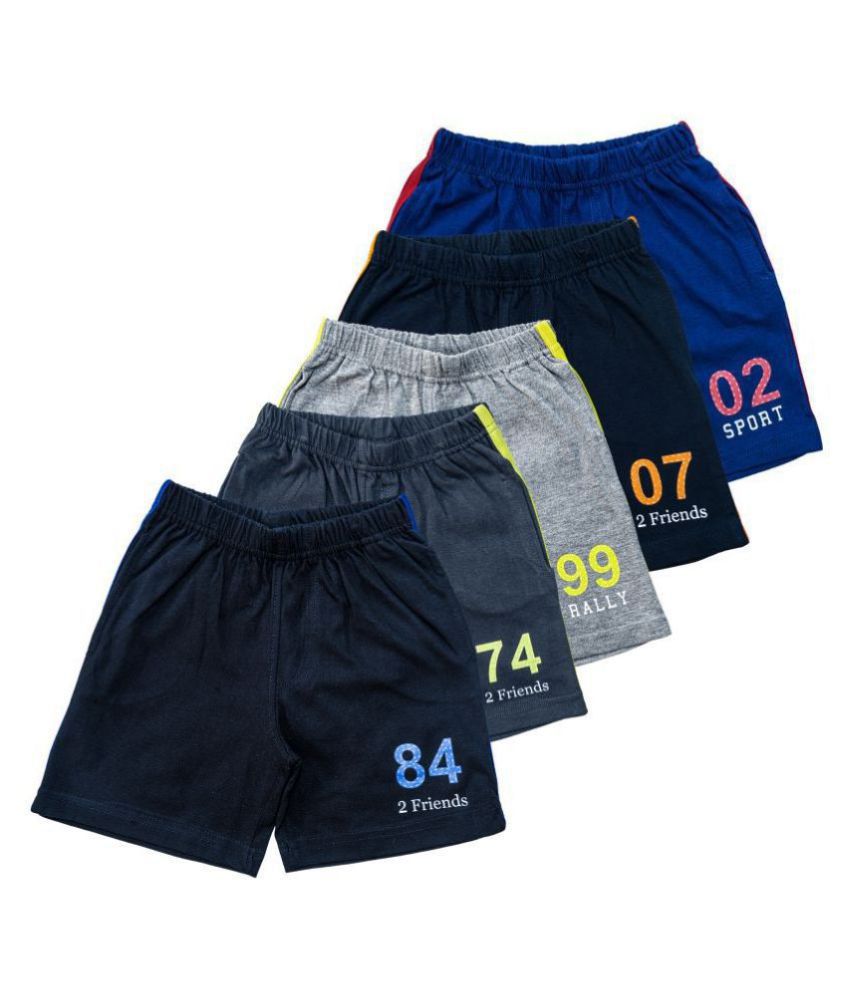 UNIQ INFANT BOYS SHORTS WITH PRINT AND SIDE CONTRAST TAPING - Pack of 5