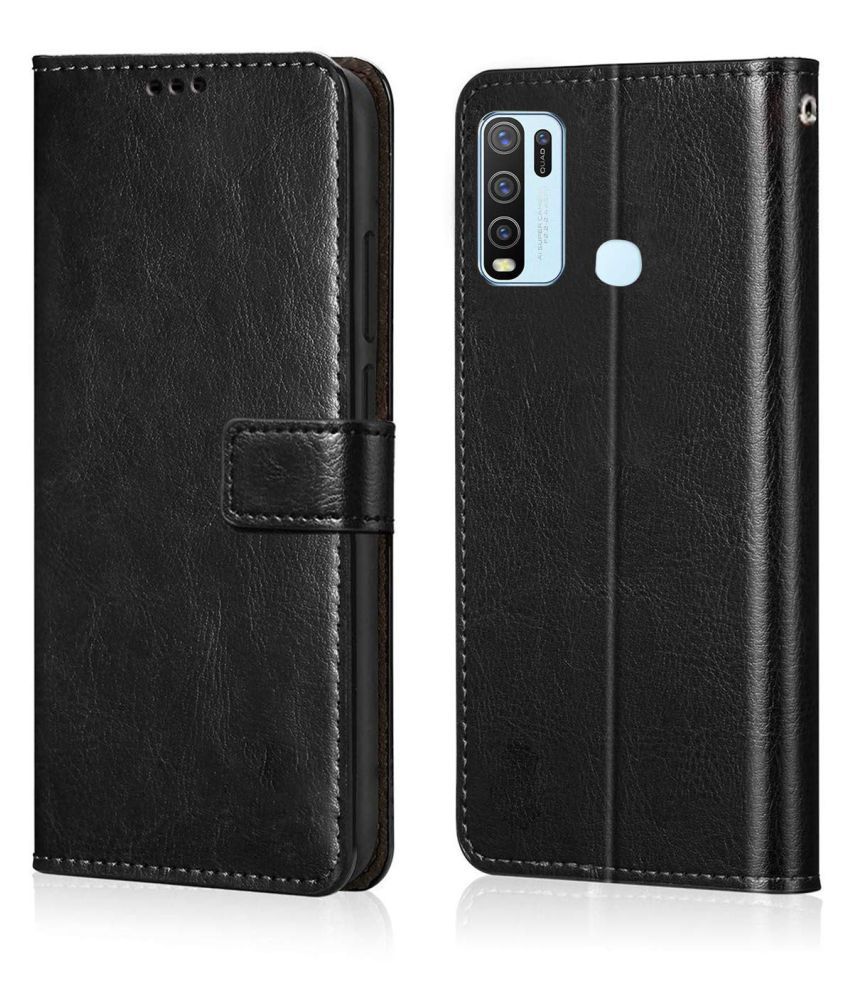     			Vivo Y30 Flip Cover by NBOX - Black Viewing Stand and pocket