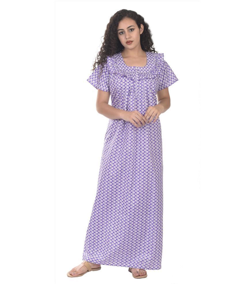 Buy Rajeraj Cotton Nighty & Night Gowns - Purple Online At Best Prices 