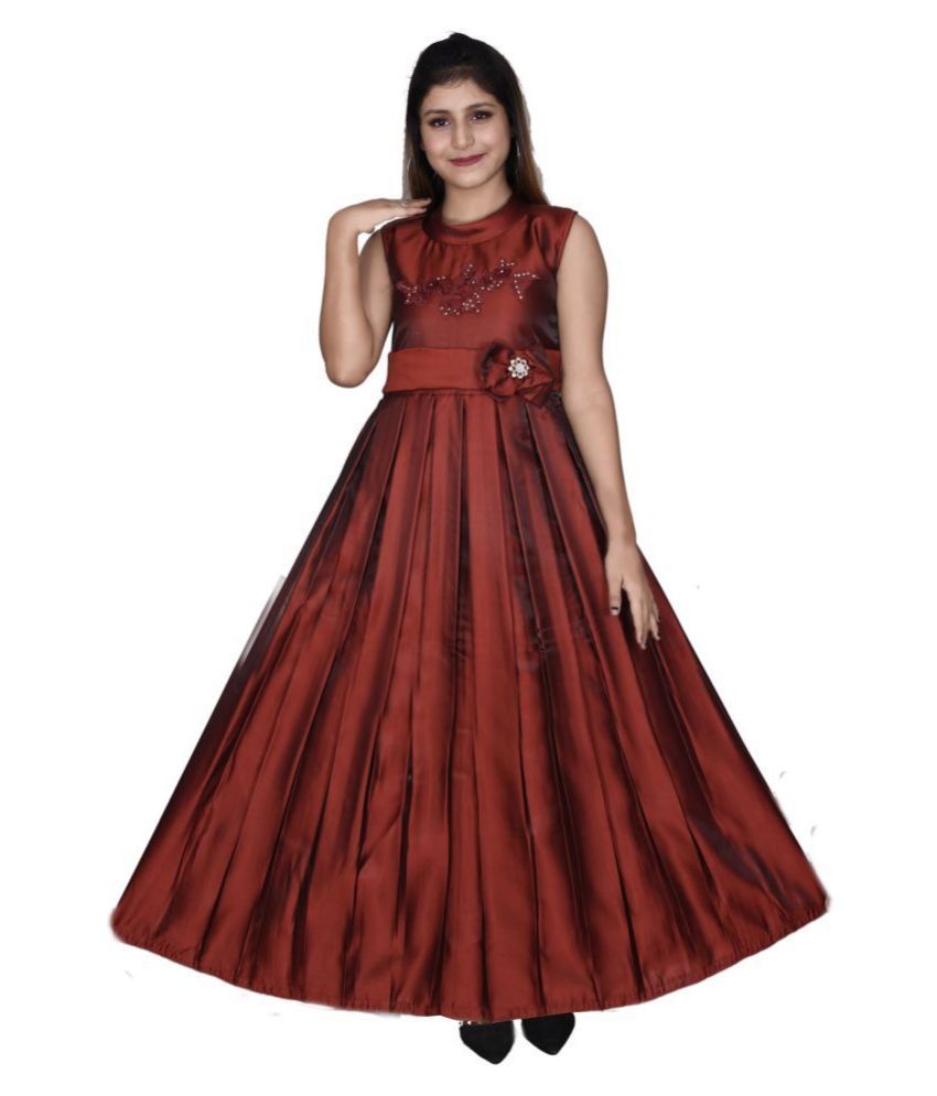 maroon party wear gown