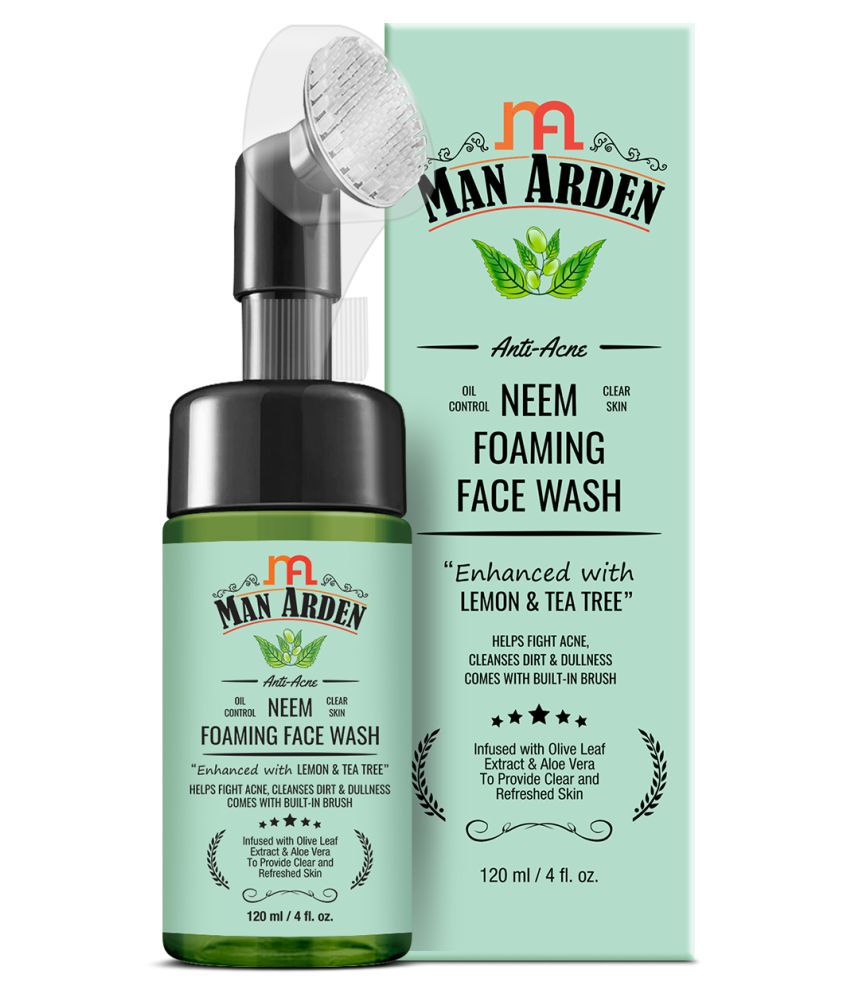 Man Arden Anti-Acne Neem Foaming Face Wash with Built-in Brush Face Wash 120 mL