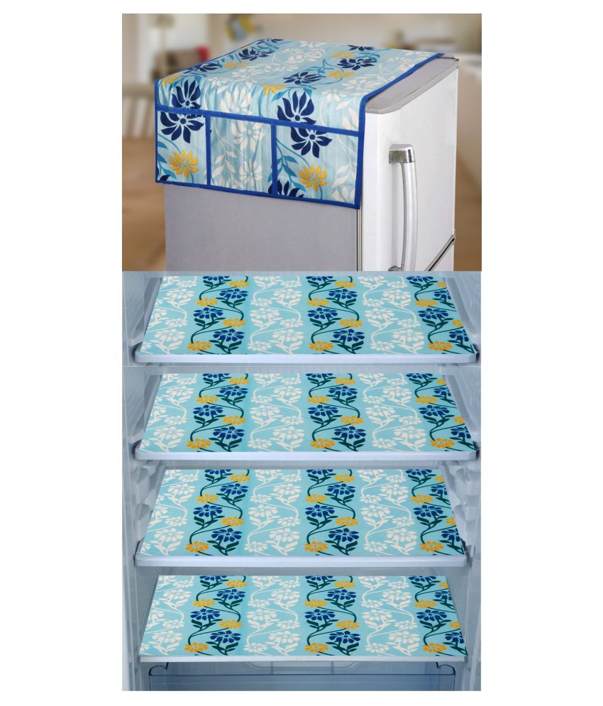     			E-Retailer Set of 5 PVC Blue Fridge Top Cover