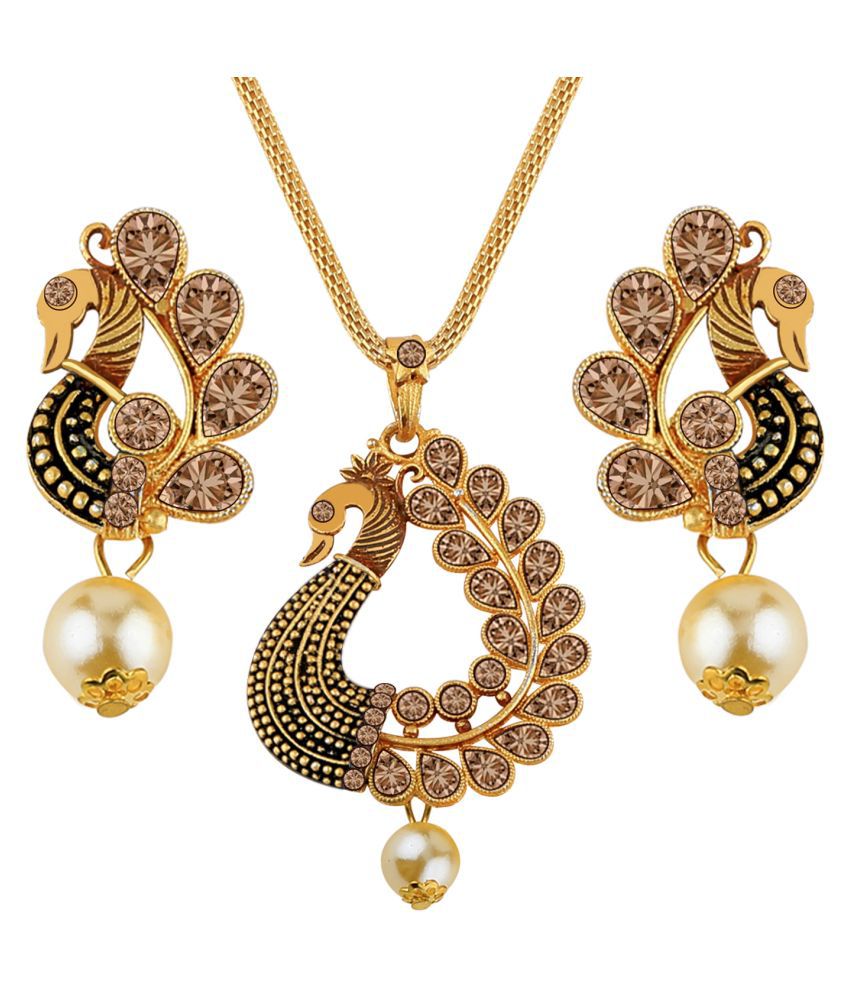     			SILVERSHINE Delicate gold Plated Peacock Designer Pendant For Women Girl