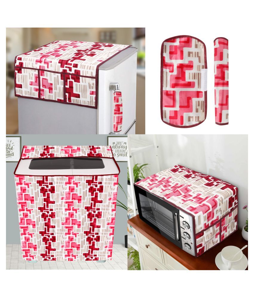     			E-Retailer Set of 5 Polyester Red Fridge Top Cover