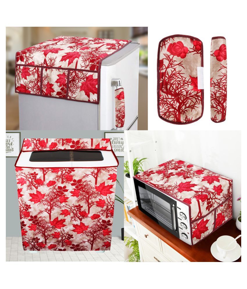     			E-Retailer Set of 5 Polyester Red Fridge Top Cover