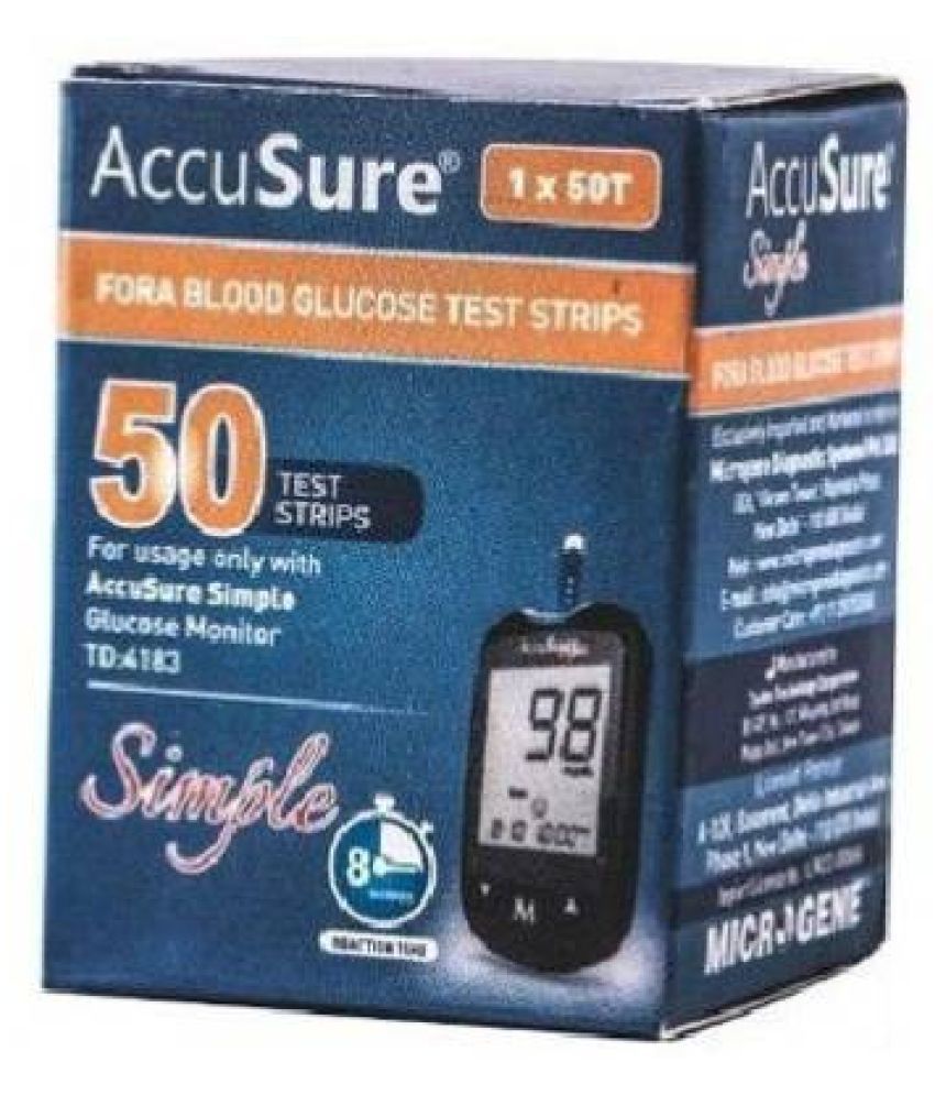     			Accusure 50 Glucometer Test Strips Pack Only(Pack of 1x50)