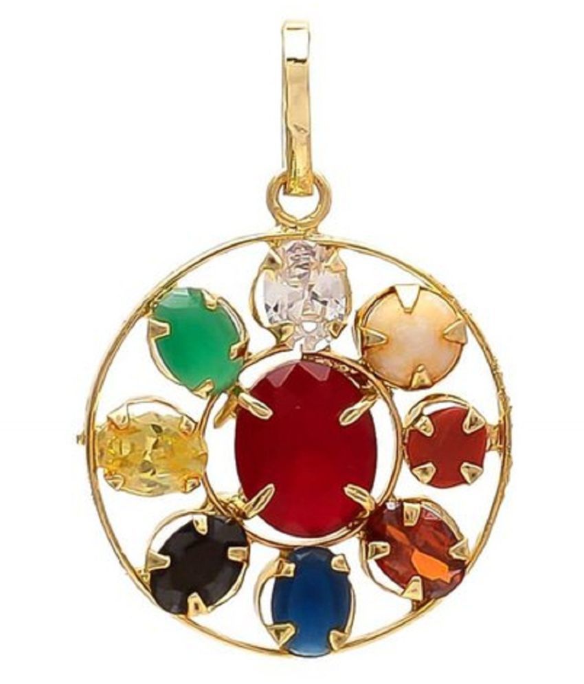 Navratan Stones Pendant with Natural Gold Plated by Kundli Gems: Buy ...