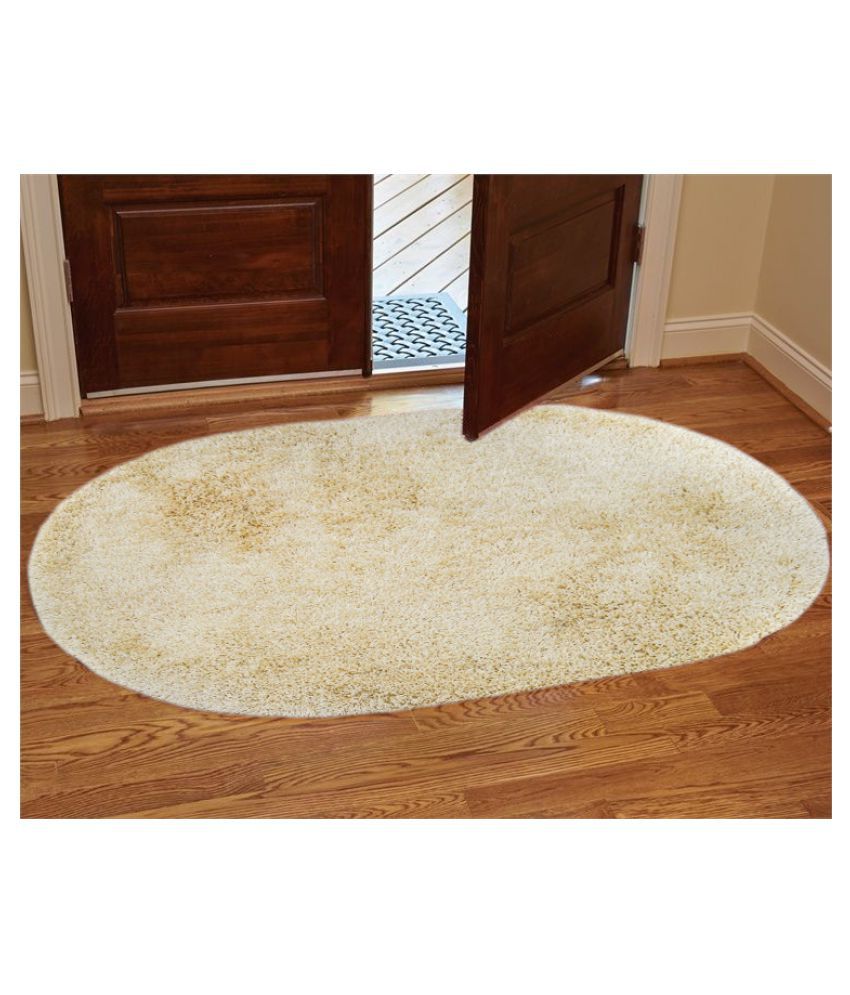 Ever Green Carpets Off White Polyester Carpet Plain 4x7 Ft